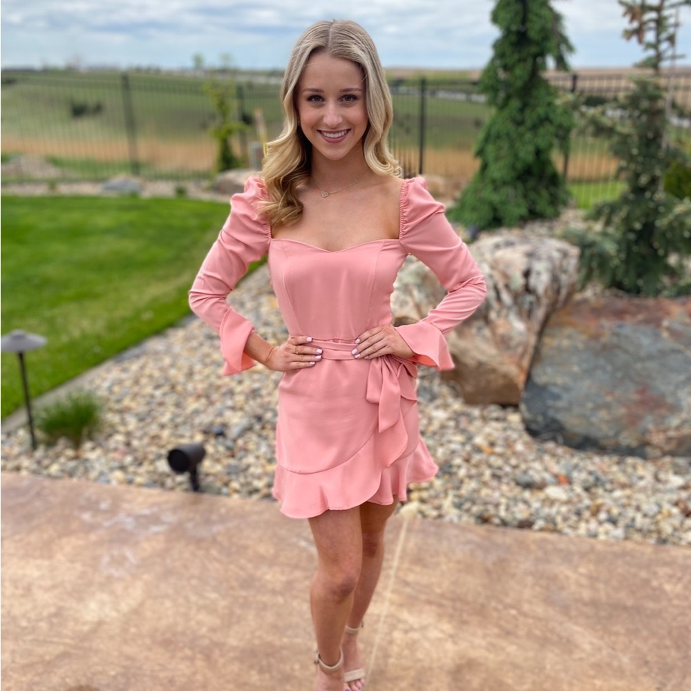 REVOLVE Pink Ruffle Long Sleeve Dress